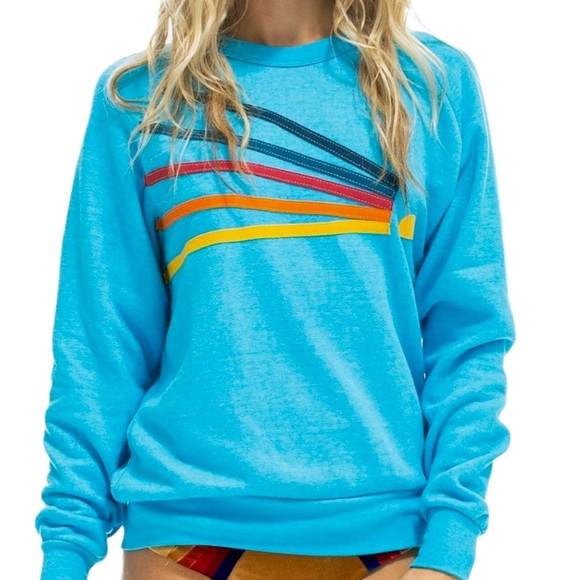 Aviator Nation Sweaters - Aviator Nation ‘Daydream’ Unisex Neon Blue Sweatshirt